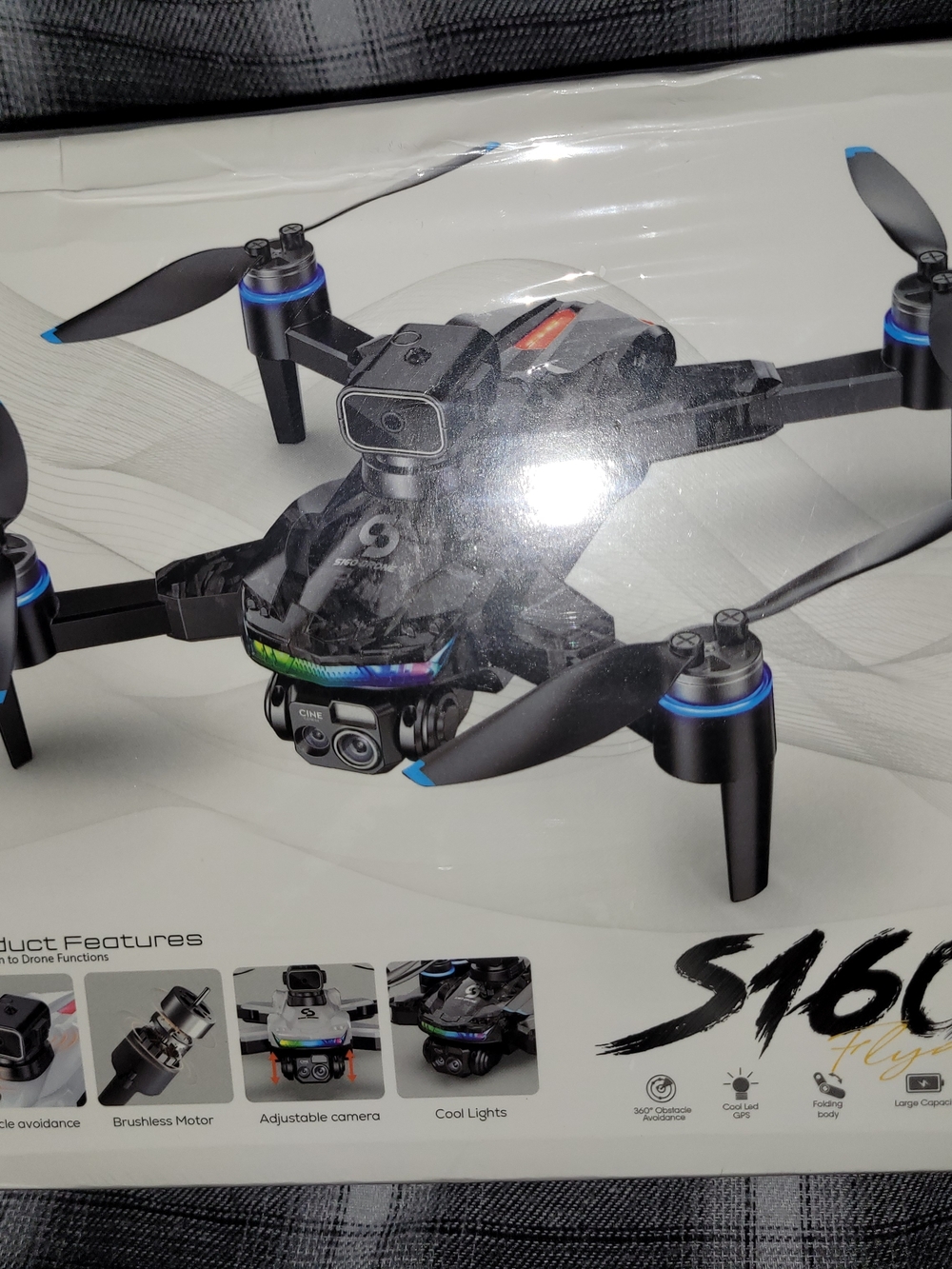 S160 RC Camera Drone in Black with Blue Accents